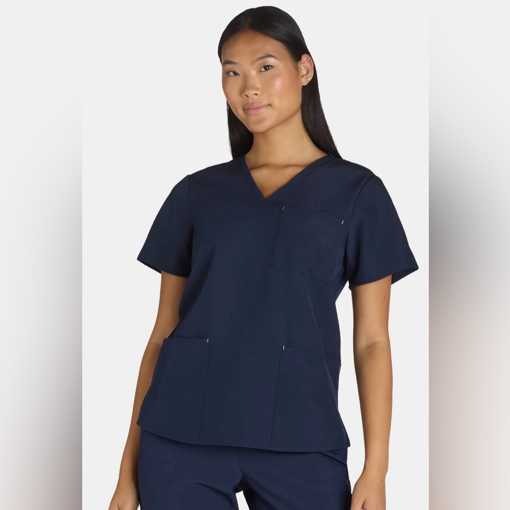 NWT Navy V-Neck Scrub Set - Two-Piece Drawstring straight leg - Picture 5 of 11